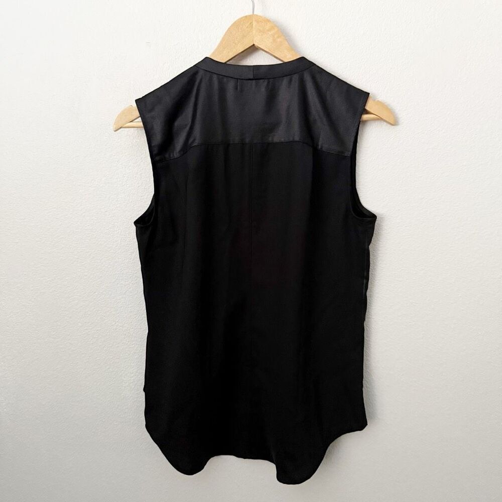 TROUVE | Black Leather-Look Tank‎ Sleeveless Blouse Sheer Bottom | Size Small - Picture 5 of 6